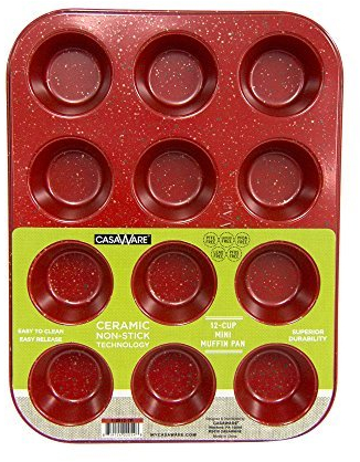 casaWare Mini-Muffinform für 12 Muffins, keramikbeschichtet, antihaftbeschichtet (roter Granit)