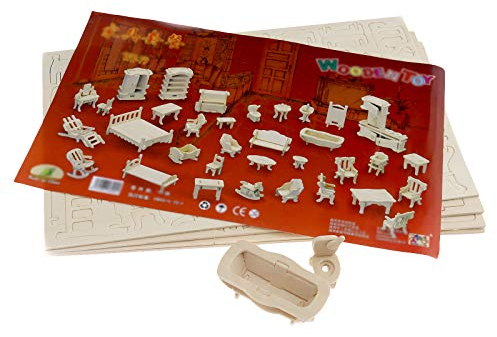 ENET 34er Puppenhaus Holz Möbel Set Puppenstube Zubehör Puppenmöbel Puppenhausmöbel