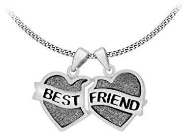 Tuscany Silver Damen Sterling Silber rhodiniert teilbar Stardust 'Best Friend' Herz-Anhänger an Panzerkette – 46 cm