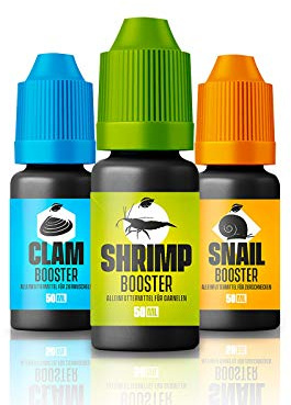 NatureHolic Tripple Booster für Dein Aquarium - Shrimp/Snail/Clam - Futter für Garnelen Schnecken und Muscheln im Aquarium - 3 x 50 ml