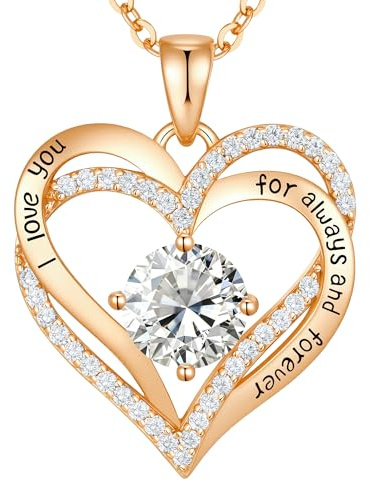 CDE Necklaces for Women Birthstone Pendant, Sterling Silver Love Heart Jewellery Gifts for Mum Her Wife Girlfriend Anniversary Birthday Mothers Day Christmas Valentine's Day