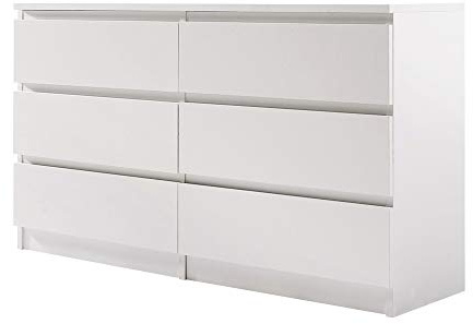 Panana Wooden 3/4/5/6 Chest of Drawers with Metal Runners Modern Bedside Storage Cabinet for Living Room Hallway Bedroom (White, 6 Drawer Chest)