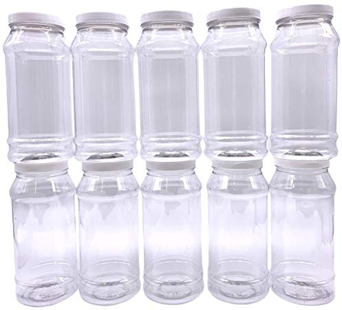Lot de 10 bocaux en plastique de 1 l avec couvercles au choix