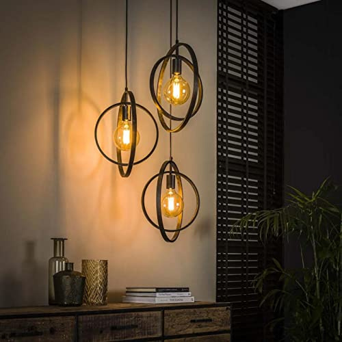 famlights Vintage Deckenlampe Henrik in Grau für Esstisch/Esszimmerlampe industrial Dimmbar Hängelampe Metall Esszimmer/Retro Pendelleuchte/Deckenleuchte Pendelleuchte Hängeleuchte E27