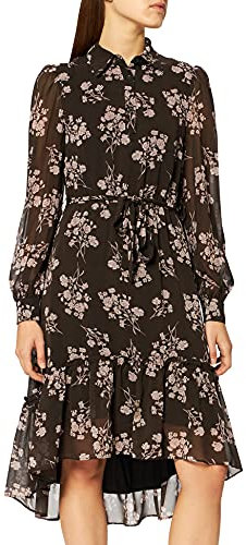 NA-KD Mujer Tie Waist Midi Dress Casual, Flower Print, EU 34