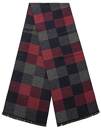 Lindoro Merinoull halsduk för män, lätt varm tartan vinter rutig långa halsdukar med presentförpackning, Damier flerfärgad, One size