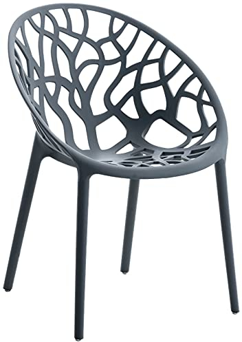 CLP Gartenstuhl Hope Kunststoff I Stapelstuhl wetterfest und UV-beständig I Outdoorstuhl pflegeleicht I Sessel für draußen, Farbe:anthrazit