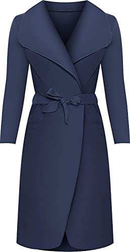 Crazy Girls Womens Ladies Celebrity Style Drape Waterfall Jacket Long Sleeve Belted Oversized Trench Coat