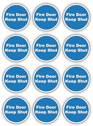 Stcky 12 x Fire Door Safety Signs [BS-5499 Compliant]- Fire Door Keep Shut Stickers Adherent Vinyl Stickers (80mm x 80mm)