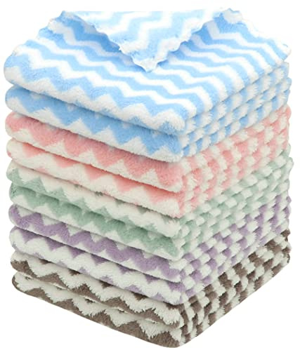 HFGBLG Microfiber Cleaning Cloth Lint Free Cleaning Rags, 10 Pack Fast Drying Dish Rags for Cleaning, Super Absorbent Kitchen Dish Cloths for Wash Dishes,12 in x 12 in, Mix Color