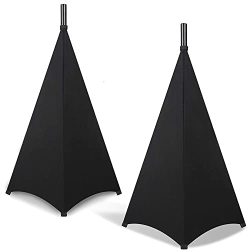 Tiamu 2 Pezzi Universal Dj Luce Altoparlante Supporto Copertura Treppiede Copertura nel Tela, Triplo Laterale Elasticizzato Altoparlante Stand Cover per Matrimoni, Banchetti, Esibizione di Danza, Nero