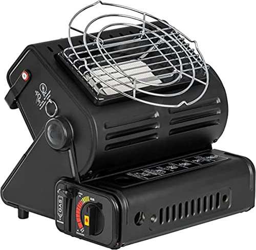 SMH LINE® Chauffage à Gaz Portable 2 en 1 - Pour Camping et Extérieur - 1,3 kW - Brûleur + Cartouches de Butane - Céramique GPL