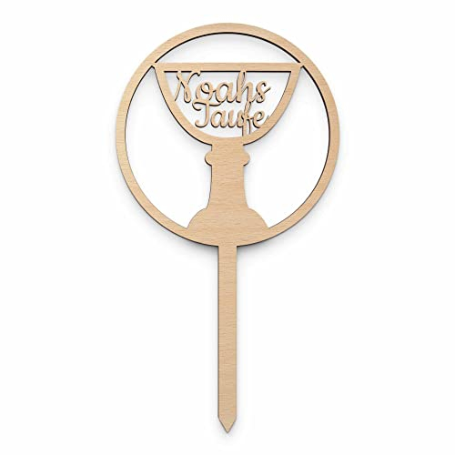 Cake Topper mit individueller Gravur - ideal für die Torte für eine Taufe, Kommunion oder Konfirmation | aus unbehandeltem Naturholz