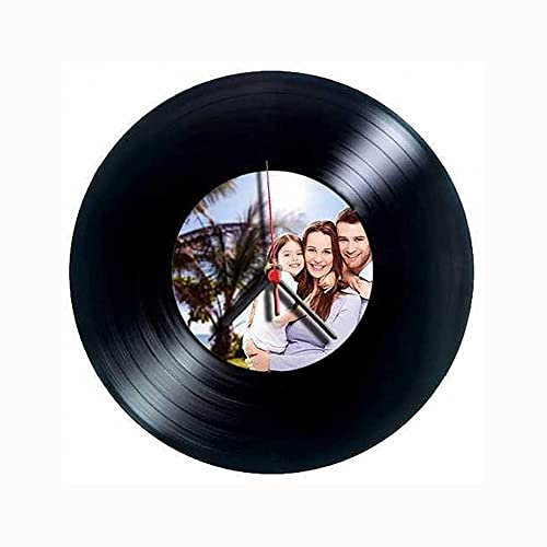 GIFART Orologio in disco vinile 33 giri da personalizzare con foto (Disco Nero)