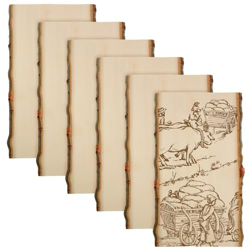 Briwooody 6 Pack Hollow Wood Plank Live Edge Woodslab Unfinished Wood Boards for Crafts Rustic Wooden Plaque for DIY Burning Home Decor Weddings (11 x 7-9 Inch) | Hollow Wood Plank Unfinished Plaque for Home Decor, Wood Slices for Crafts DIY