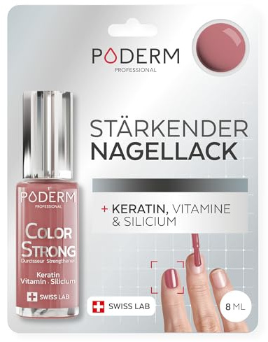 PODERM Nagelhärter Lack - Rosewood | Repariert und Stärkt durch Semipermanenten Nagellack Geschädigte und Geschwächte Nägel | Biotin und Keratin | Entwickelt von einem Podologen in der Schweiz