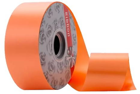 Chexin Cinta de regalo naranja, 40 mm x 90 m, cinta fruncidora de 13 cm, cinta decorativa para decoración de fiestas, bodas, cumpleaños, floristas, manualidades, manualidades y embalaje