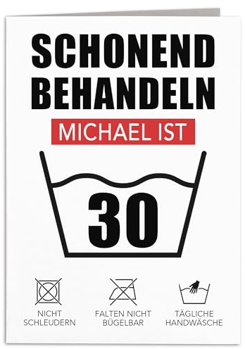 Geburtstagskarte 30. Geburtstag schonend behandeln personalisiert lustige Grußkarte Karte Klappkarte Faltkarte mit Umschlag 10,5 x 14,8 cm