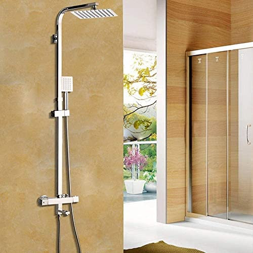 XUSHIQMG Shower System Kemaidi New 8 inch Thermostatic Shower Set Faucet with Hand Shower Chrome Plate rain Shower Bathtub Mixer tap 54010 8hw-54010-8h