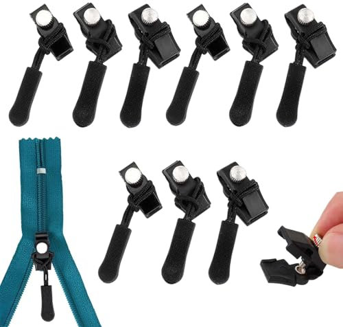 9 Stück Fix-Reißverschlusszieher, Reißverschluss Anhänger, Reißverschlussschieber Ersatz, Universal-Reißverschluss, Reißverschluss Zipper Reparatur für Jacke, Rucksack, Gepäck, Schlafsack