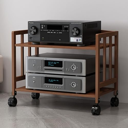 KUANGGE Soporte para Medios audiovisuales con Ruedas, Estante para Consola de Videojuegos, Estante para estéreo de 2, 3, 4 o 5 Niveles, Estante de Esquina Ajustable para Sala de grabación, Teatro, m