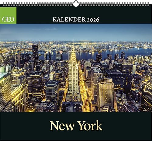 GEO - New York 2026 – Wandkalender 50x45 cm, Poster-Kalender mit Stadtfotografie, 12 Monatsblätter & Spiralbindung für New-York- und Architektur-Fans