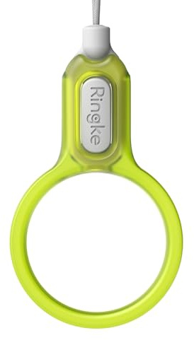 Ringke Buckle Finger Ring Strap, Anello da Dito in Policarbonato con Connettore Facile per Custodia per Cellulare, Auricolari, Chiavi, Ecc. - Neon Green | Fibbia One-Touch, in policarbonato rigido leggero e resistente, per smartphone, fotocamere, auricolari