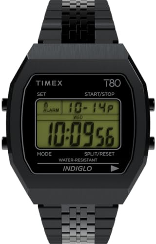 Timex Herren-Armbanduhr Timex 80 TW2W91600, 36 mm, schwarzes Edelstahlband, digitales Zifferblatt und Edelstahlgehäuse
