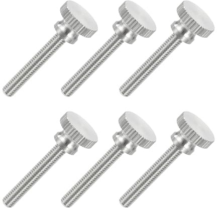 sourcing map 6 tornillos M4 x 25 mm de cabeza plana moleteada, acero inoxidable 304 totalmente roscado, tornillos de tornillo de pulgar para iluminación de electrodomésticos, equipos electrónicos
