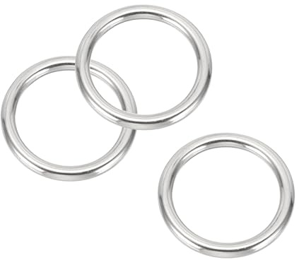 PATIKIL 3 Stück Metall O-Ringe, 6x40mm Metallringe O-Ring, Ozeanklasse 316-Edelstahl geschweißte Rundringe, DIY-Zubehör, für tragfähige Zelte, Kajaks, Tauchernetze, Hängematten, Yoga