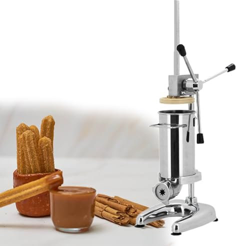 GESAIDES Machine à Churros Manuelle, Machine à Churros Commerciale en Acier Inoxydable avec 5 Buses, Machine à Churros Robuste, pour Usage Professionnel ou Domestique,2L