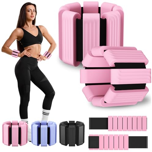 Knöchelgewichte für Frauen Männer, verstellbare Handgelenk Gewichte Set von 2 (1lb je), Tragbare Beingewichte/Armgewichte, Handgelenk & Knöchelgewichte Armband für Yoga, Pilates (rosa)