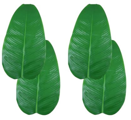 AOOOWER Lot de 4 feuilles de bananier artificielles pour décoration de la maison, feuillage tropical, haute réalisme, matériaux robustes