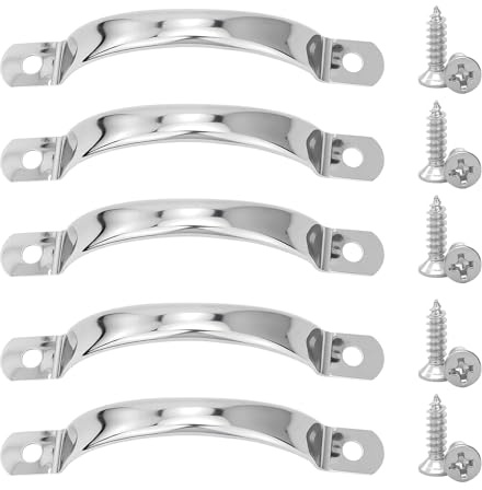 REBECCAHOWARD 5 maniglie per armadi in argento, in acciaio inox, maniglie per mobili, cassetti, con viti per cucina, armadio, cassetti, bagno, camera da letto