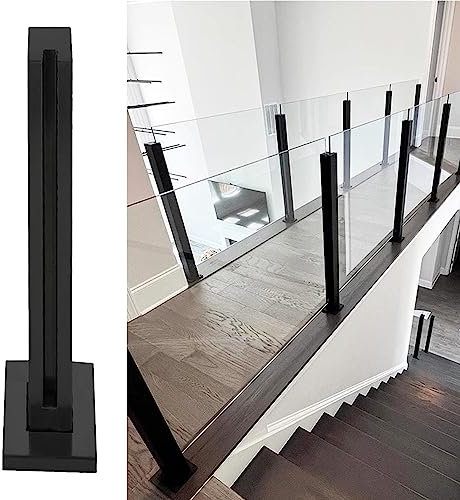 Ringhiera per interni in acciaio inox e vetro, sistema di corrimano nero per scale, ponti e corridoi, altezza 104,9 cm, kit completo con morsetti per balaustre