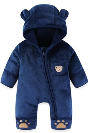 WYTbaby Combinaison pour bébé - En polaire - Combinaison de neige - Une pièce - Pour l'automne et l'hiver - Pour filles et garçons - 0-12 mois