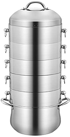 GLJTUO Pentola per Cottura A Vapore, Pentola per Zuppa, Pentola con Fondo Composito A 3 Strati, Riso al Vapore, Pesce, Zuppa di Pollo Bollita, Set di Pentole per Cottura A Vapor,28cm