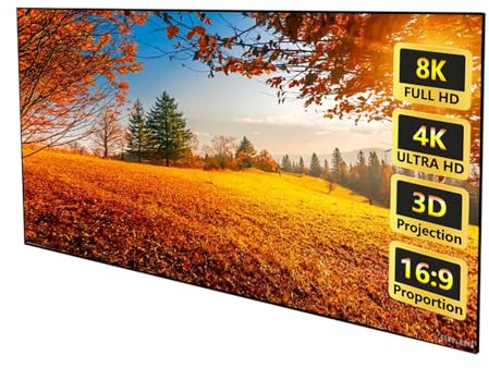 2.5 High Gain Projector Screen Fixed Frame Wall-Mounted, 16:9 92/100 inch Gray Projection Screen，4K 8K Ultra HD 3D Movie Screen for Home Office(100in 16:9)