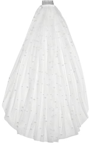 arricraft Hochzeitsschleier Mit Perlenbesatz 39(5) cm Länge Brautschleier Elfenbeinfarbener Brautschleier Mit Perlen Kleid Auf Dem Kopf Mit Haarkämmen Für Frauen Hochzeit Film