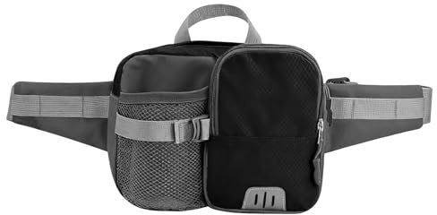 Bauchtasche – Hüfttasche mit Flaschenhalter, wasserdichte Hüfttasche mit | verstellbarem Gurt, Reise-Hüfttasche mit Flaschenfach für Wandern, Park, Urlaub, , Outdoor, Schwarz, Refer to