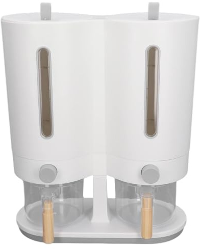 ETUCYNG Dispensador De Almacenamiento De Arroz - Contenedor Sellado De 5 Kg Con Dispensación Por Presión - Dispensador De Arroz De Doble Cubeta | Para Despensa De Cocina Sala Comedor Cereales Soja
