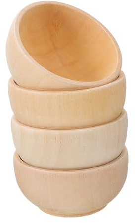 WRITWAA 4 Pezzi Ciotole in Legno Grezzo Piccole per DIY Materiale Artigianale Naturale Mini Scodelle per Progetti Creativi e Decorazioni Personalizzate