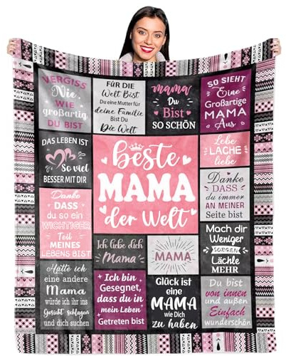 Aellowet Muttertagsgeschenke für Mama, Beste Mama Geschenk Decke zum Muttertag Geburtstag Weihnachten, Mutter Geschenk von Tochter und Sohn