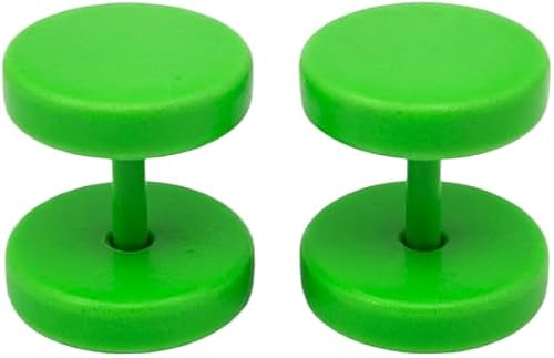OUTLETISSIMO® ÖRHÄNGEN PAR ÖRHÄNGEN STÅL TITAN PIERCING MÄN KVINNOR FAKE DILATOR FAKE PLUG 6 mm Grön Färg