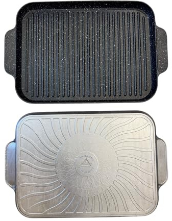TexLom Bistecchiera Rettangolare 40x28 cm in Pietra Lavica Antiaderente – Alto Spessore – Ideale per Cottura Sana e Naturale