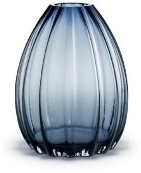 Holmegaard Vase H34 cm 2Lip aus mundgeblasenem Glas Originaldesign, blau