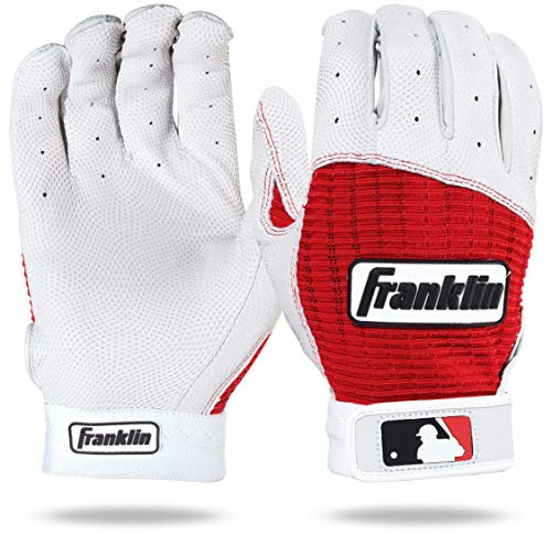 Franklin Sports MLB Schlaghandschuhe – Pro Classic Baseball + Softball Schlaghandschuhe – Erwachsene + Jugend Handschuhe – Perle/Rot – Erwachsene L