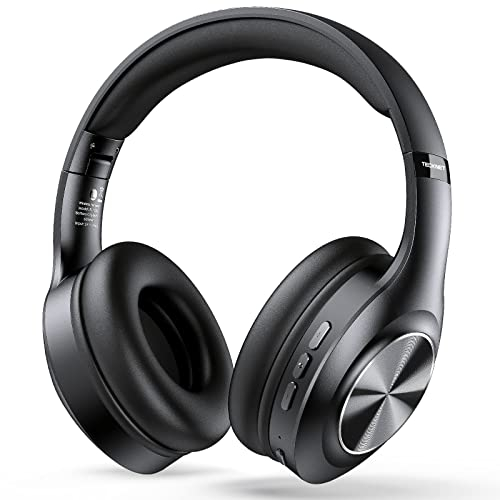 TECKNET Bluetooth Headphones Over Ear, 70 Hours Playtime and 6 EQ Modes Wireless Headphones Over Ear, Built-in Mic & HiFi Stereo, Lightweight, Foldable Wireless Headphones for Travel/Work/Phone/PC