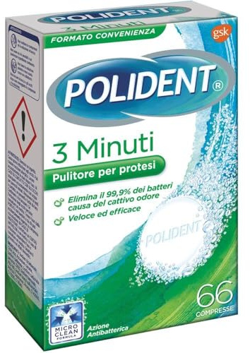 Polident 3 minuti, Pulitore per protesi, 66 compresse