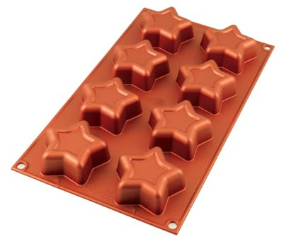 Silikomart 26.107.63.0068 SF107 Moule Forme Etoile 8 Cavités Silicone Doré
